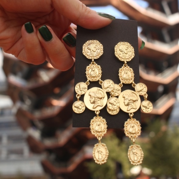 New Gold Coin Catwalk Vintage Museum Art earrings - Picture 7 of 8